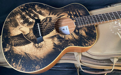 NEW Taylor Guitars 4 Vets GS Mini Americana Special Edition Acoustic Guitar - Custom Artwork - G05685
