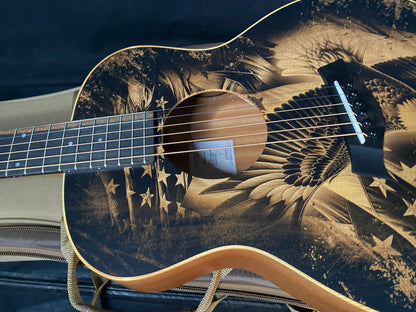 NEW Taylor Guitars 4 Vets GS Mini Americana Special Edition Acoustic Guitar - Custom Artwork - G05685