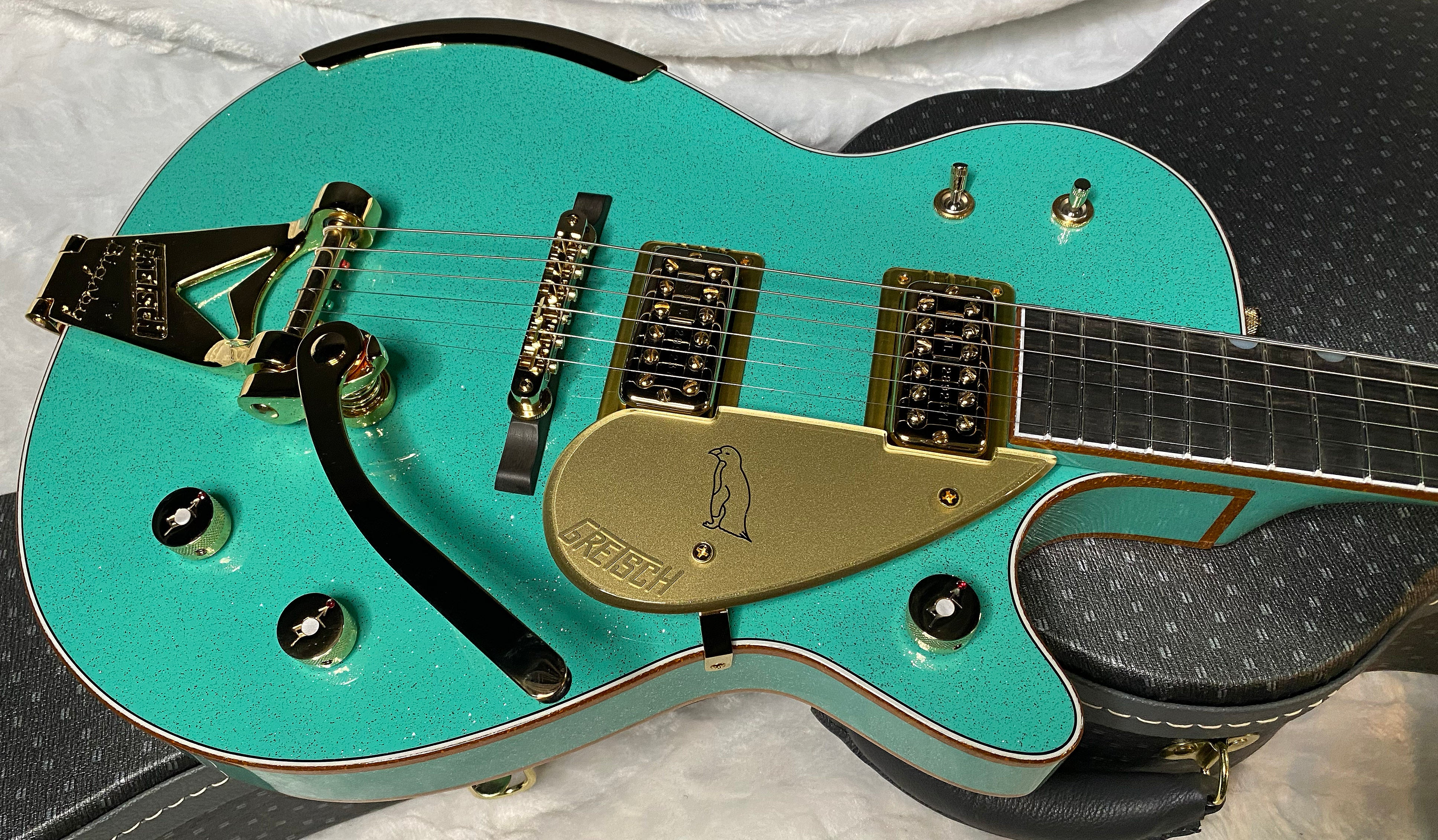 NEW! Gretsch G6134CS-59 Penguin - Bigsby - Master Built - Gonzalo Madrigal - Seafoam Green Sparkle - Authorized Dealer! RARE! Weighs 8.55 lbs - G07128