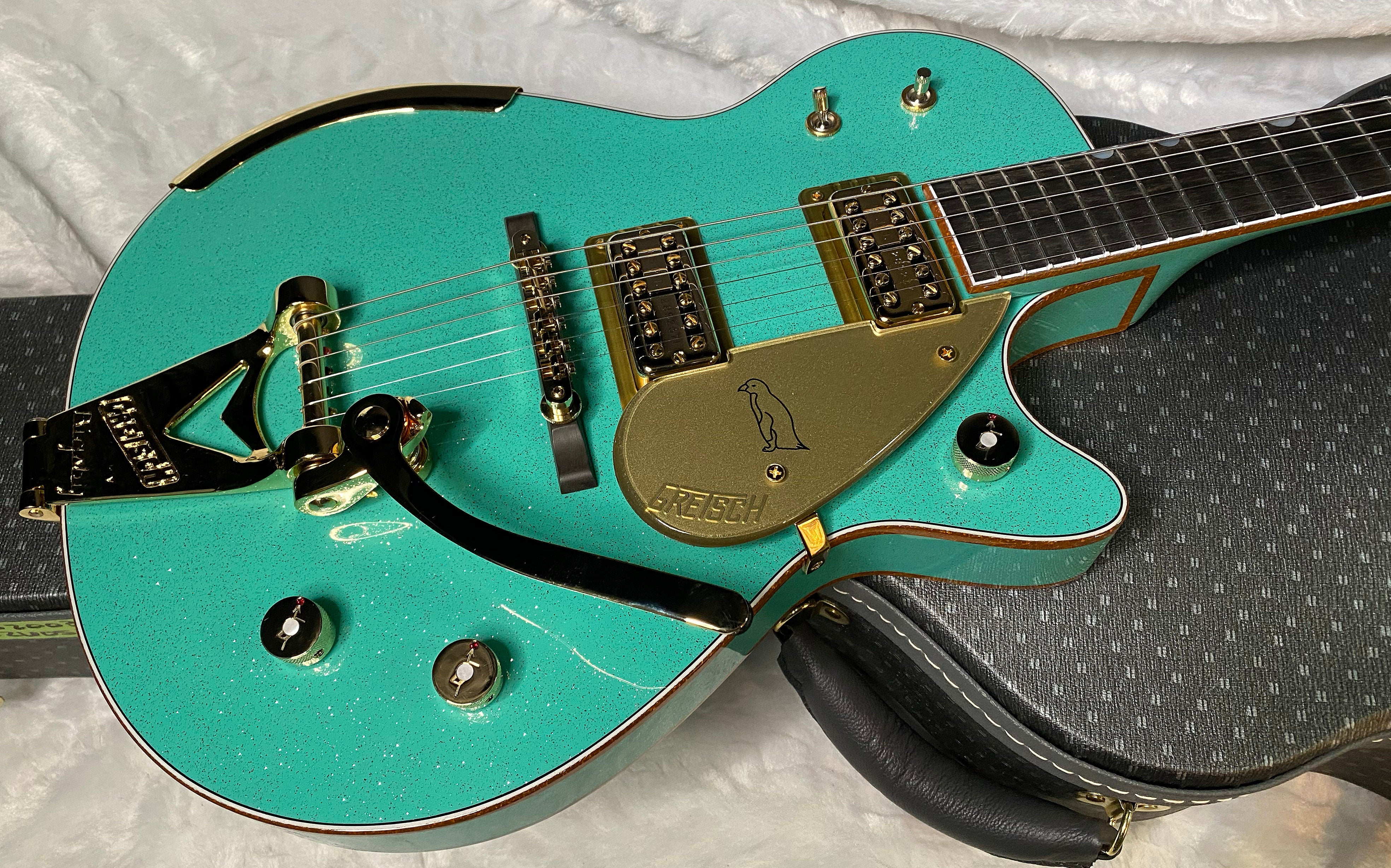 NEW! Gretsch G6134CS-59 Penguin - Bigsby - Master Built - Gonzalo Madrigal - Seafoam Green Sparkle - Authorized Dealer! RARE! Weighs 8.55 lbs - G07128