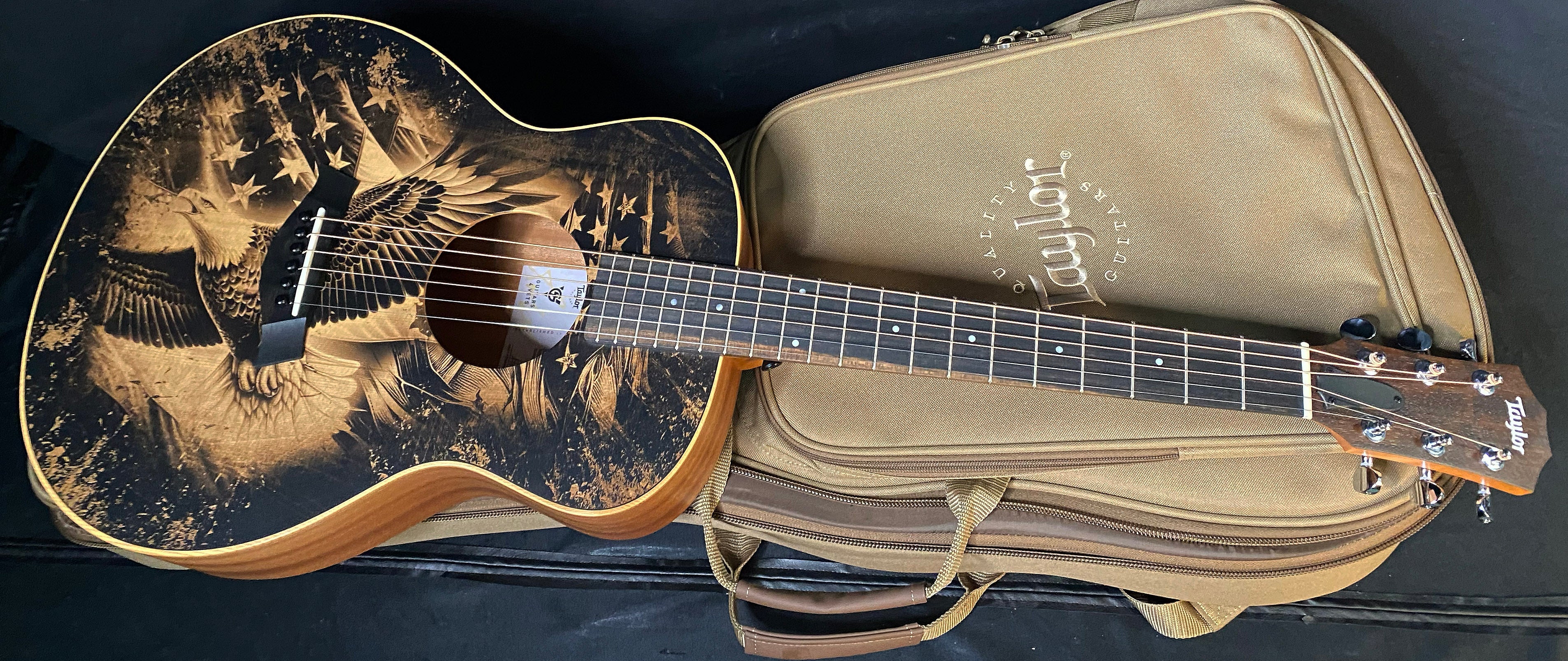 NEW Taylor Guitars 4 Vets GS Mini Americana Special Edition Acoustic Guitar - Custom Artwork - G05685