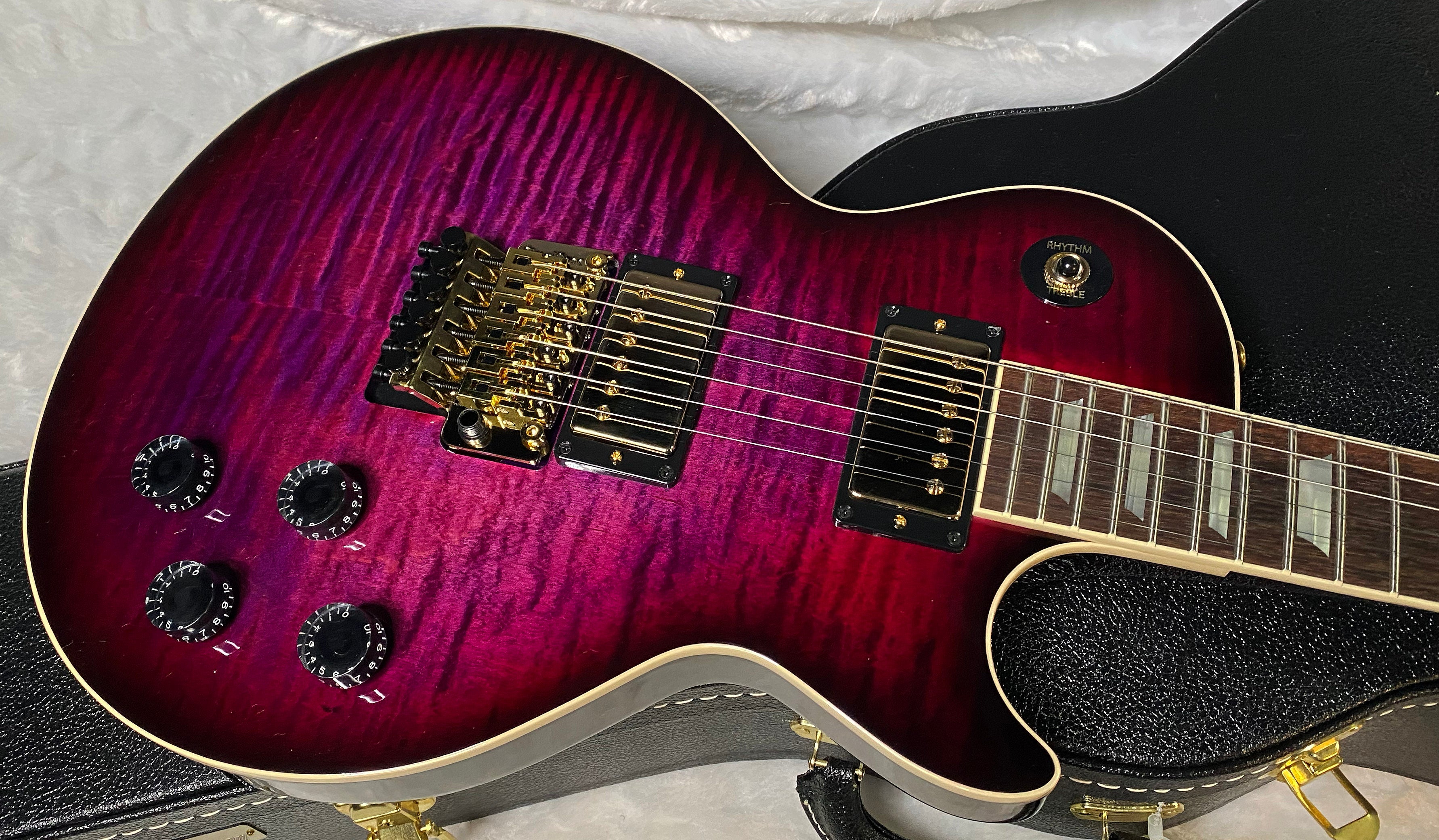 NEW! Gibson Custom Les Paul Axcess Standard Figured Top Floyd Rose Electric Guitar - Greatest Hits II - Authorized Dealer - Tri-Berry Burst - WOW! 8.35lbs - G07129