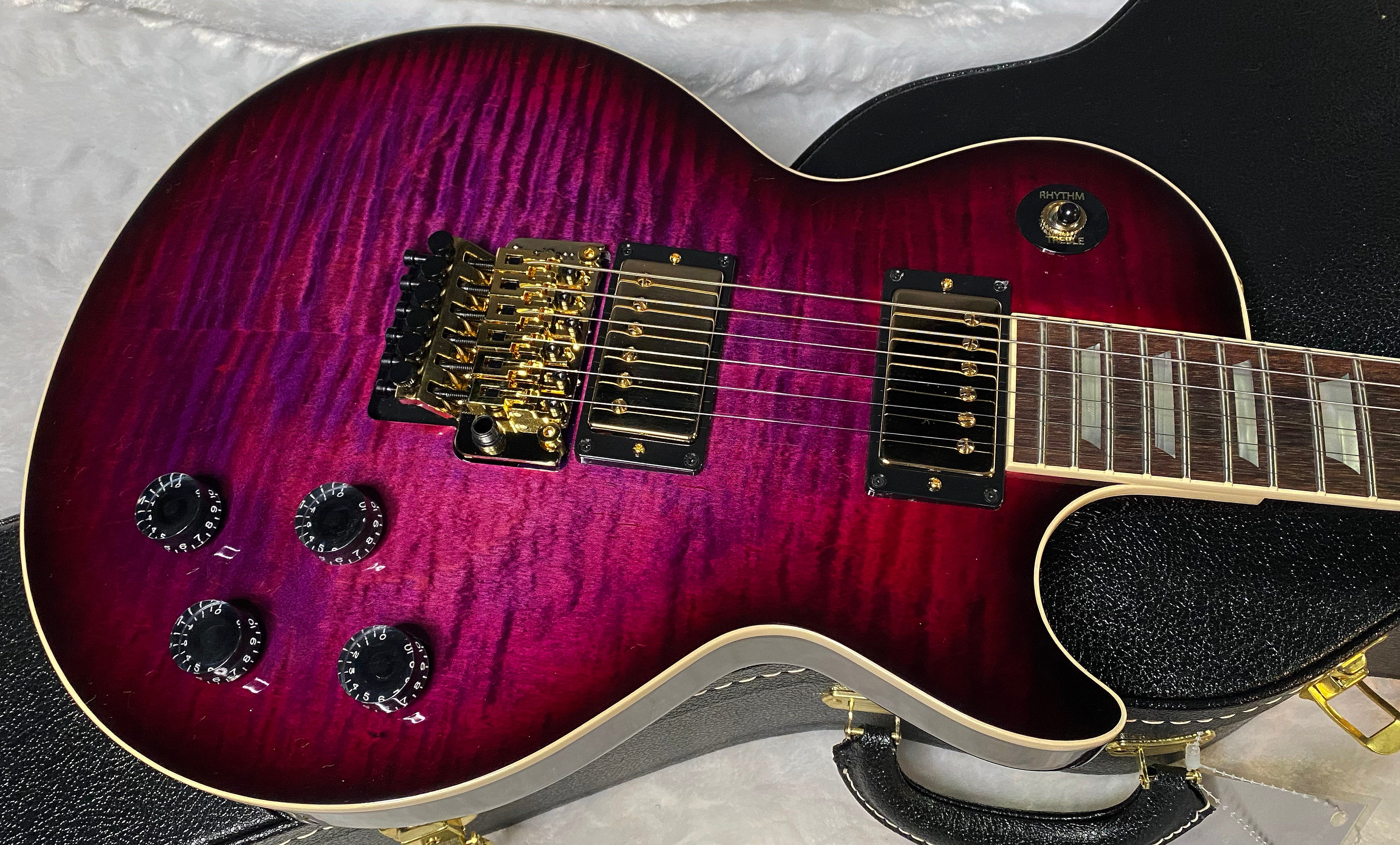 NEW! Gibson Custom Les Paul Axcess Standard Figured Top Floyd Rose Electric Guitar - Greatest Hits II - Authorized Dealer - Tri-Berry Burst - WOW! 8.35lbs - G07129