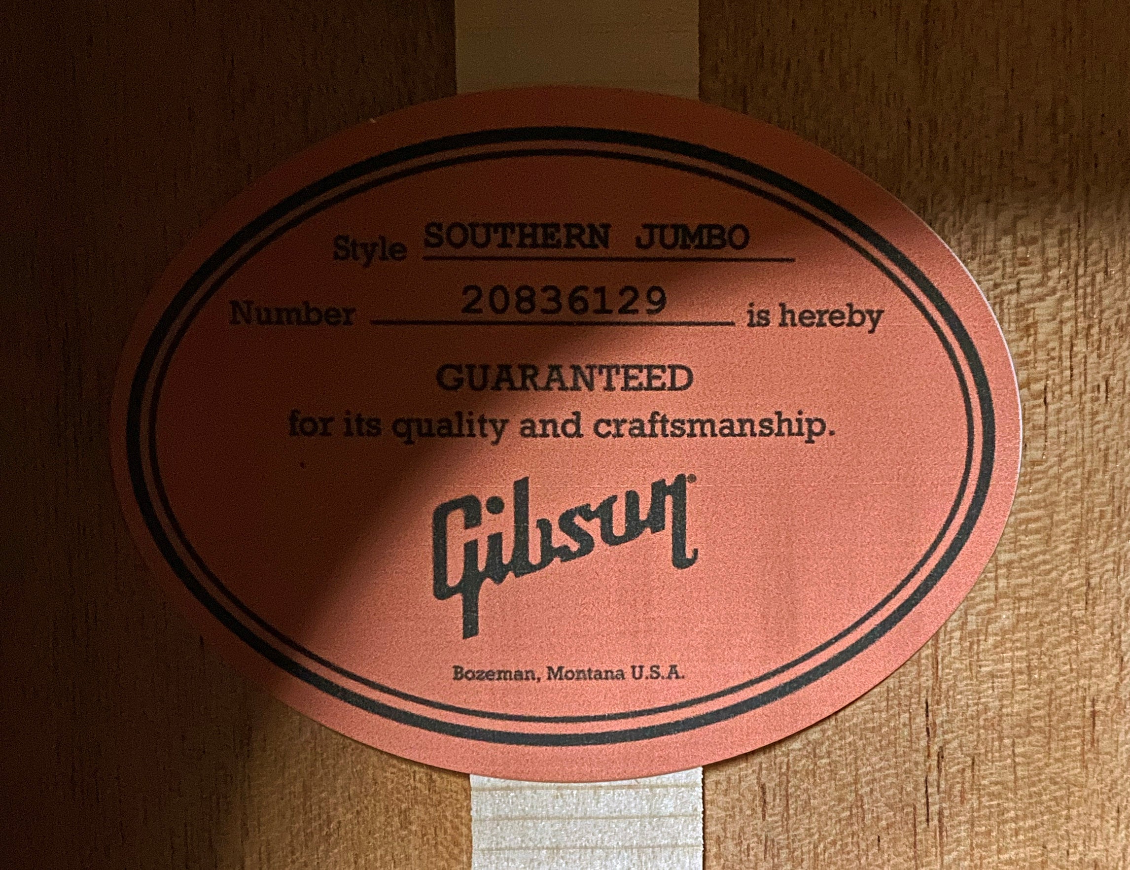 NEW ! Gibson Southern Jumbo Original - Left Handed - Vintage Sunburst - 4.35 lbs - Authorized Dealer - G07129