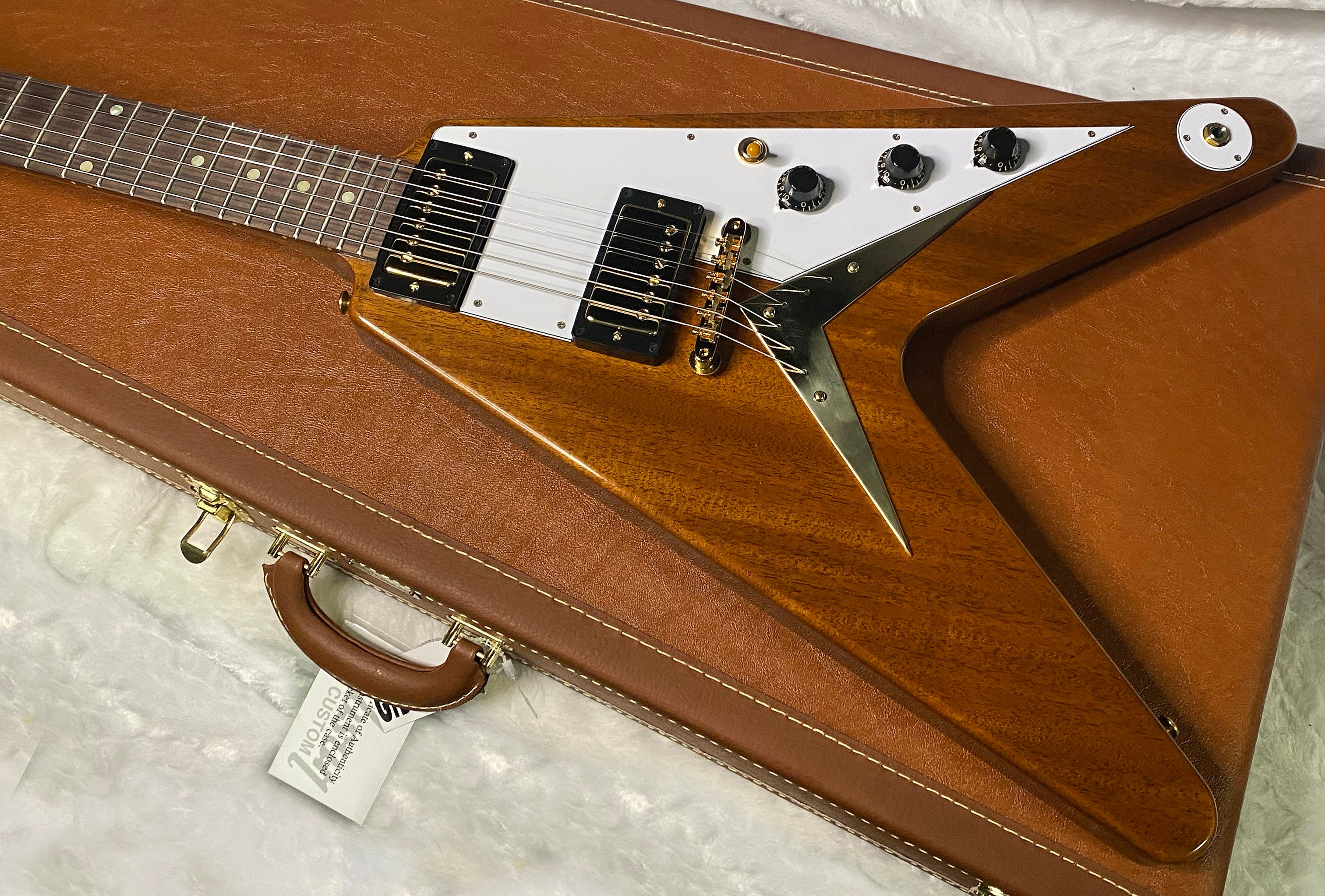 NEW! Gibson Custom 1958 Mahogany Flying V Reissue Electric Guitar - Antique Natural, VOS - WOW - Authorized Dealer - Only 6.9lbs! - G07132