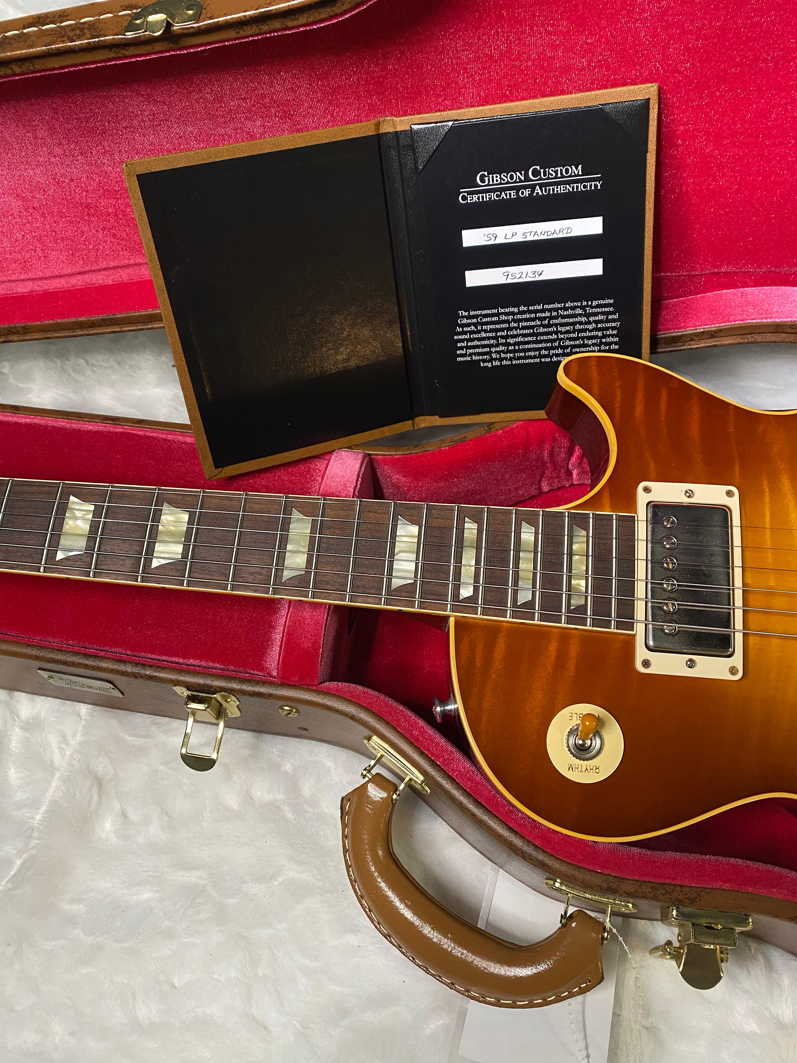 NEW ! Gibson Custom Shop 1959 Les Paul - Slow Iced Tea Fade - Authorized Dealer - Hand Picked Reverse Chevron Quilt / Flame Top - VOS - 8.7 lbs - G06431