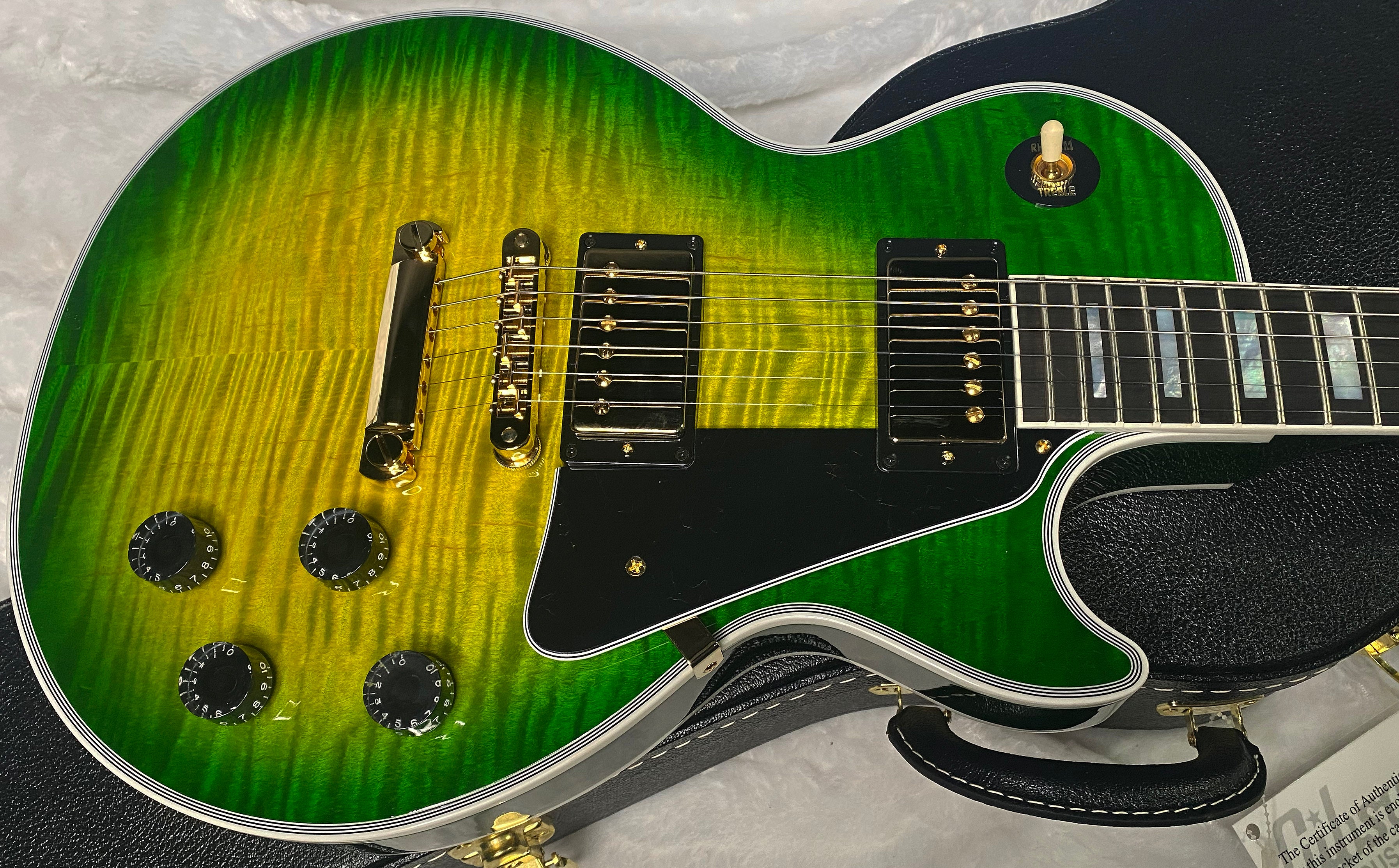 NEW! Gibson Dealer Select Custom Shop Les Paul Custom AAA Figured Top - Iguana Burst - Authorized Dealer - WOW! 10.45lbs - G06475
