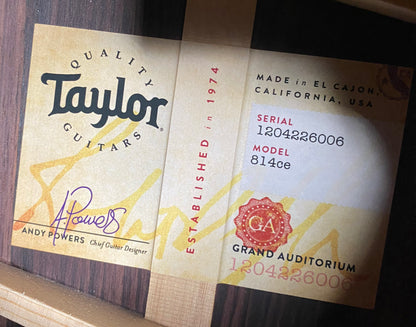 NEW ! Taylor 814ce Acoustic-Electric Guitar - Natural Gloss - 4.5lbs - Authorized Dealer - G07142
