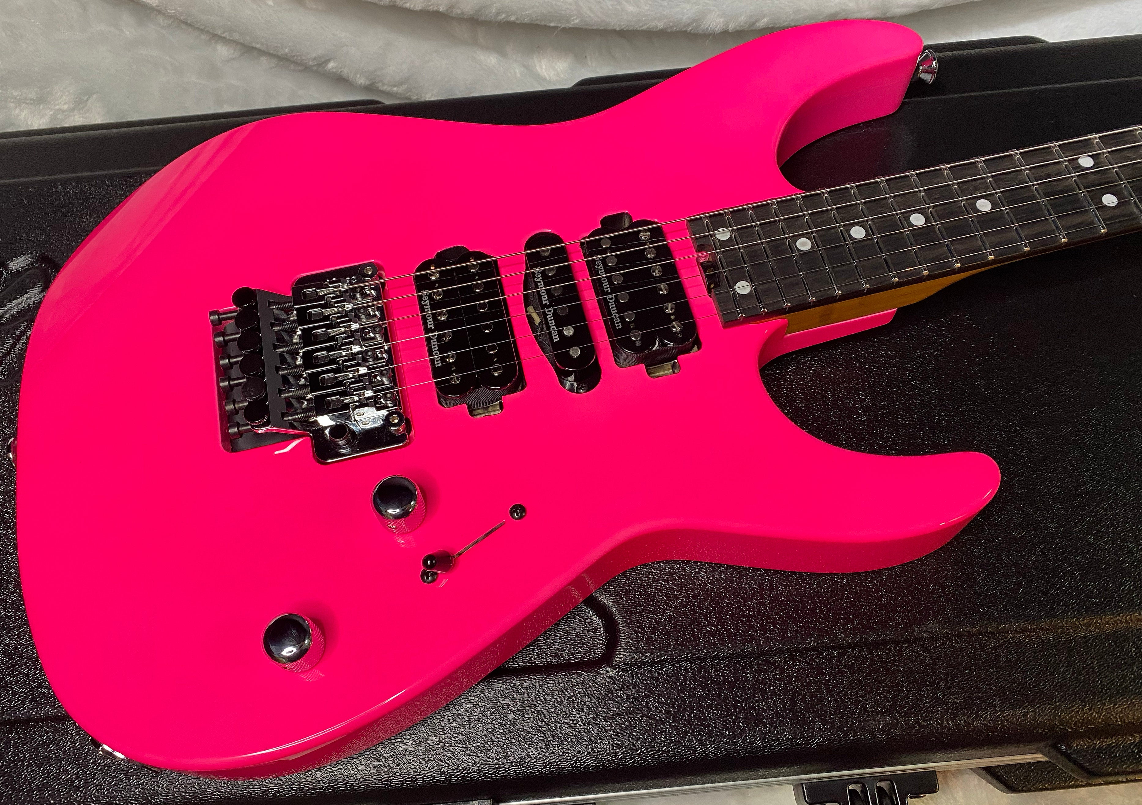NEW ! Jackson Custom Shop Dinky HSH - Roasted Maple Neck & Ebony Fretboard - DK - Neon Pink - Authorized Dealer - 8.1 lbs - G07143