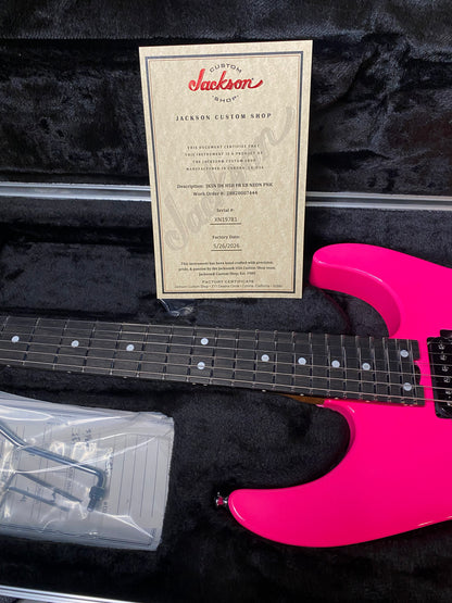 NEW ! Jackson Custom Shop Dinky HSH - Roasted Maple Neck & Ebony Fretboard - DK - Neon Pink - Authorized Dealer - 8.1 lbs - G07143