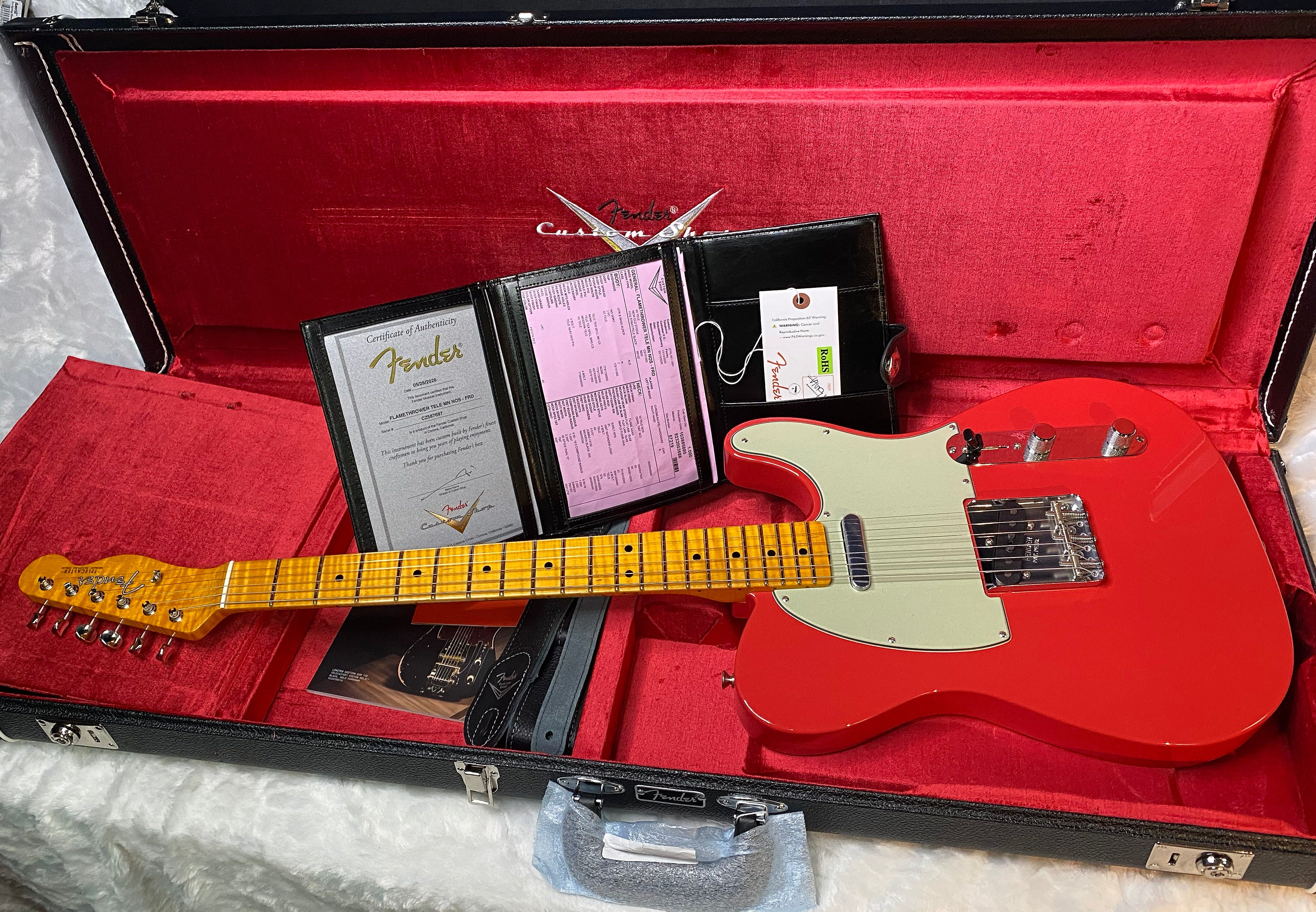 NEW! Fender Custom Shop Flamethrower Telecaster Custom - NOS - Modern Specs - Texas Special Pick-Ups - AAAA Flamed Neck - Fiesta Red - Authorized Dealer - 7.2lbs - G07144