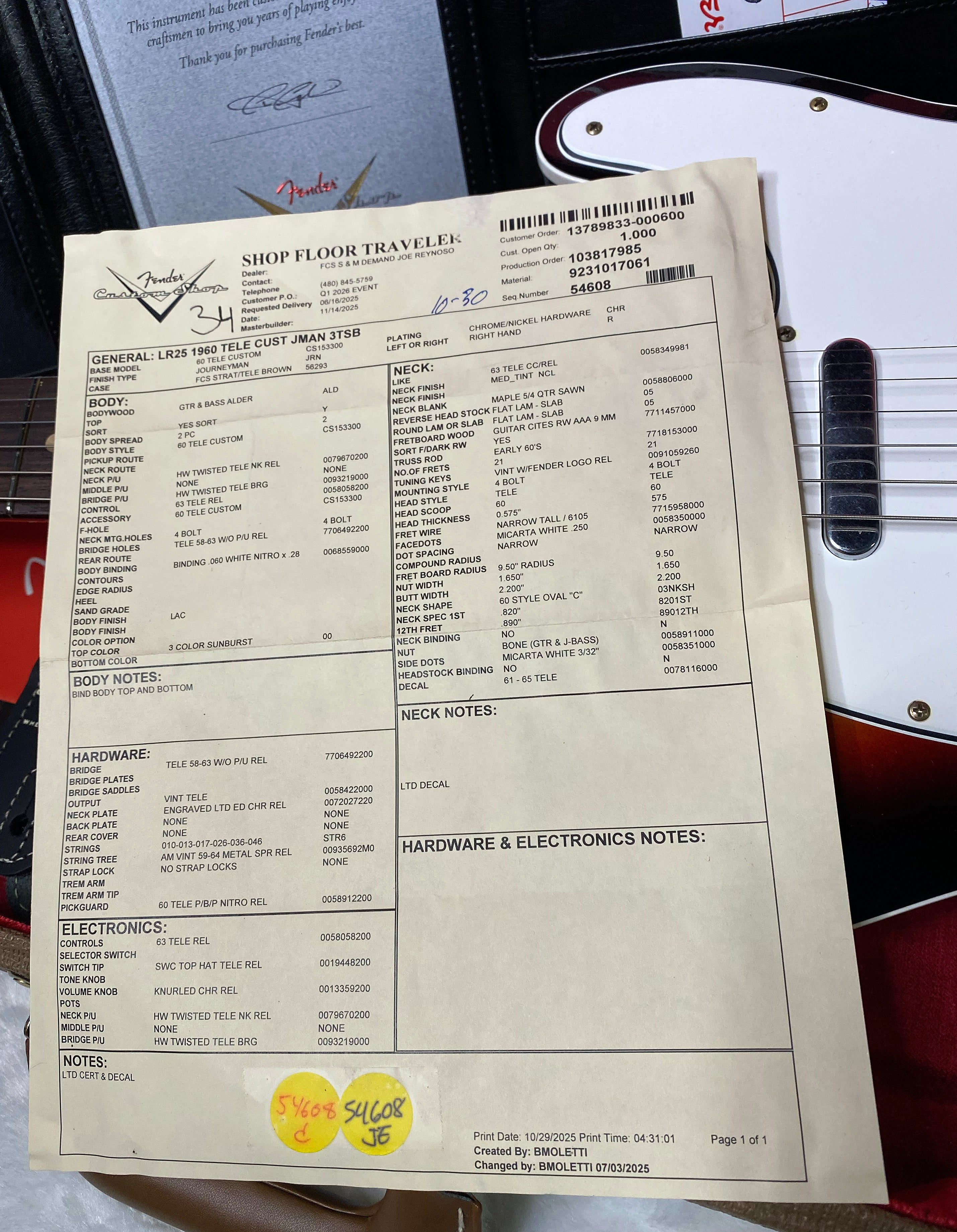 NEW! Fender Custom Shop '60 Reissue Telecaster Custom Journeyman Relic - Modern Specs - Handwound Pick-Ups - Sunburst - Authorized Dealer - 7.4lbs - G06489