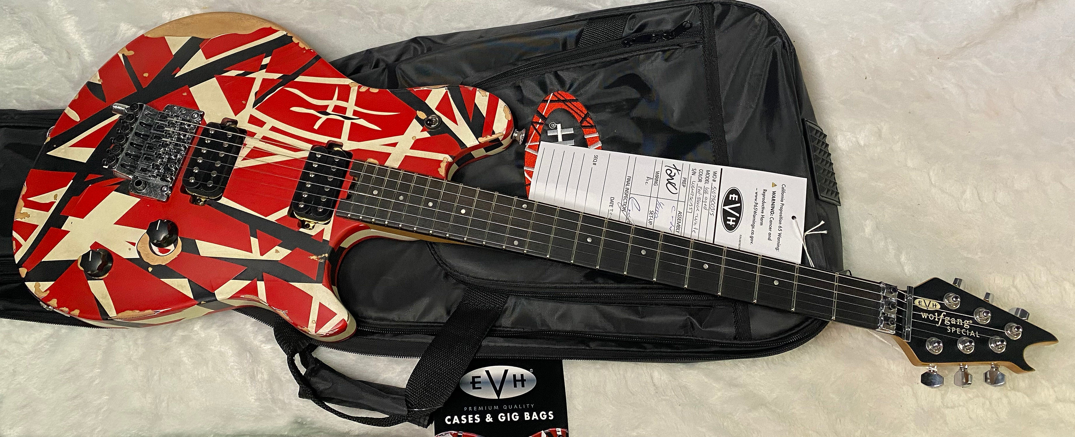 NEW ! EVH Limited Edition Wolfgang Special Striped Series - Ebony Fingerboard, Red, Black, White, Aged - 7.9lbs - Authorized Dealer - G07160