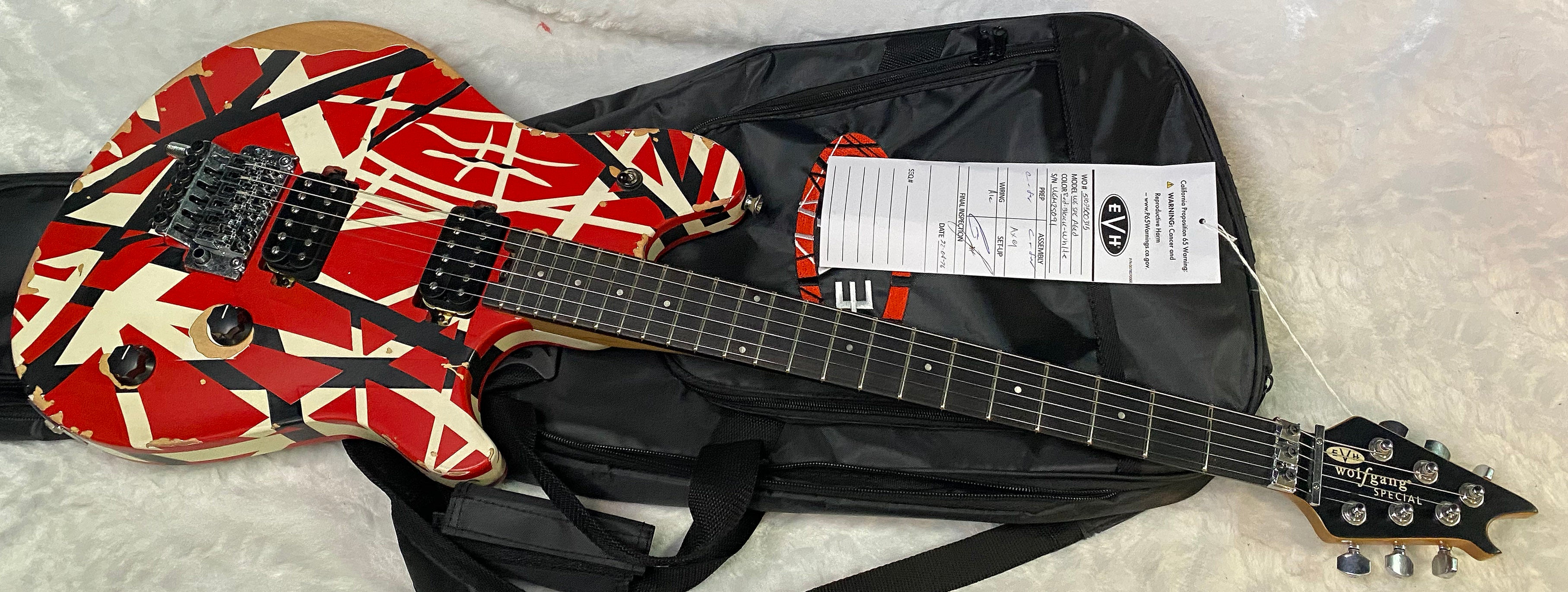 NEW ! EVH Limited Edition Wolfgang Special Striped Series - Ebony Fingerboard, Red, Black, White, Aged - 8lbs - Authorized Dealer - G07161