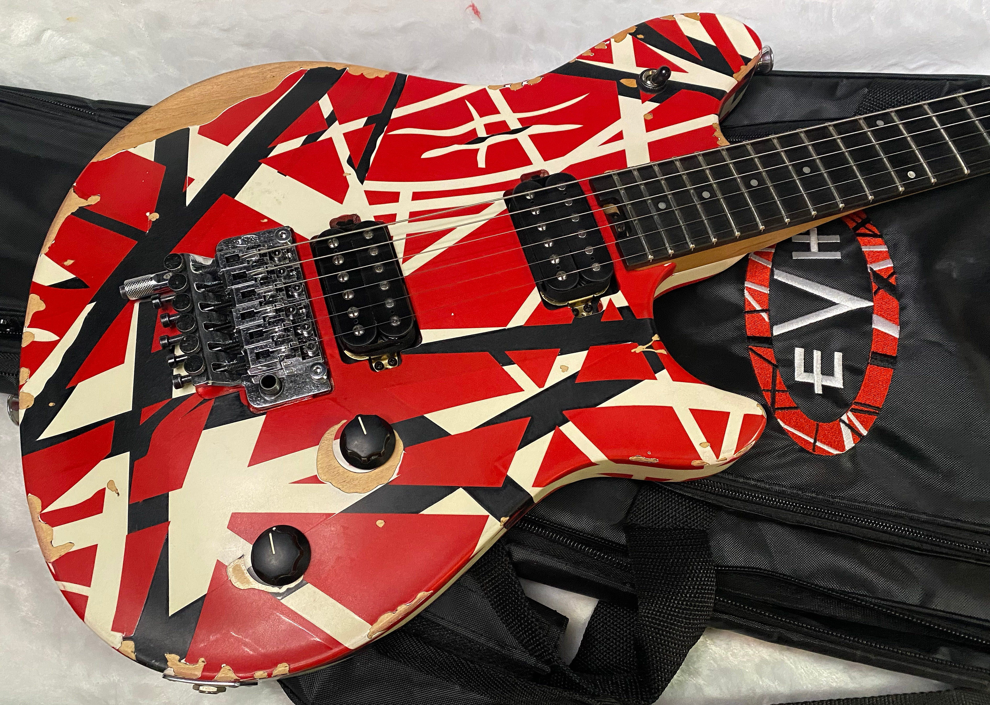 NEW ! EVH Limited Edition Wolfgang Special Striped Series - Ebony Fingerboard, Red, Black, White, Aged - 8lbs - Authorized Dealer - G07161