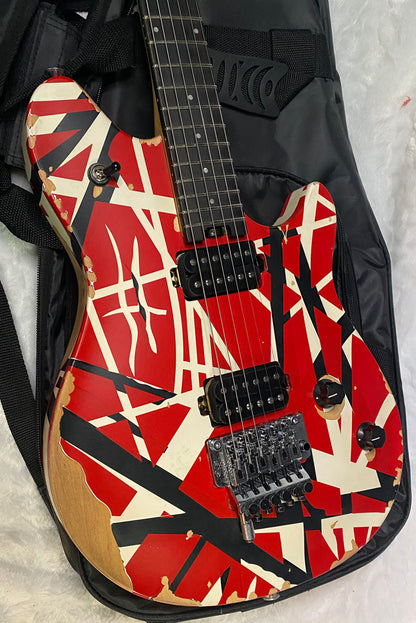 NEW ! EVH Limited Edition Wolfgang Special Striped Series - Ebony Fingerboard, Red, Black, White, Aged - 8lbs - Authorized Dealer - G07161