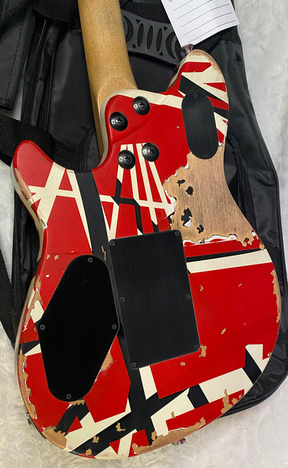 NEW ! EVH Limited Edition Wolfgang Special Striped Series - Ebony Fingerboard, Red, Black, White, Aged - 8lbs - Authorized Dealer - G07161