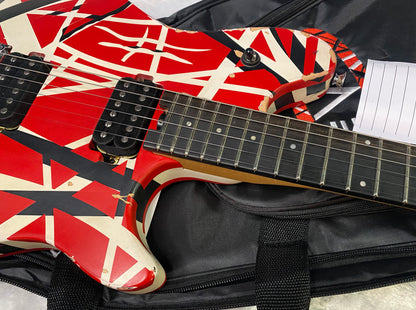 NEW ! EVH Limited Edition Wolfgang Special Striped Series - Ebony Fingerboard, Red, Black, White, Aged - 8lbs - Authorized Dealer - G07159