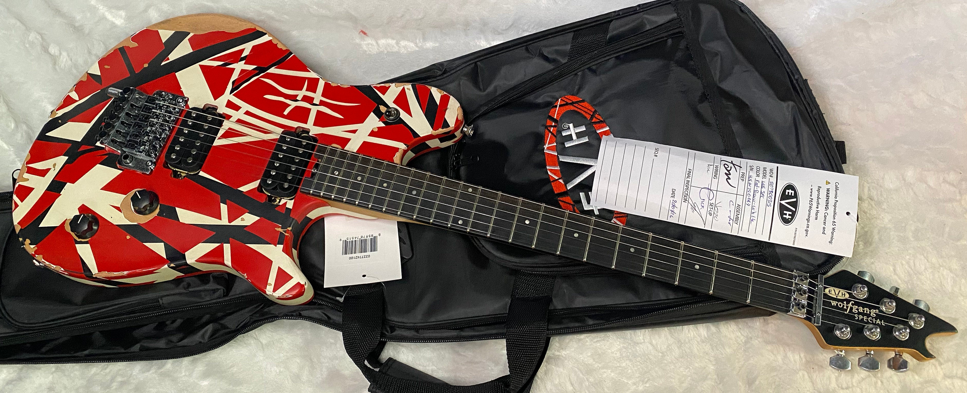 NEW ! EVH Limited Edition Wolfgang Special Striped Series - Ebony Fingerboard, Red, Black, White, Aged - 8lbs - Authorized Dealer - G07159