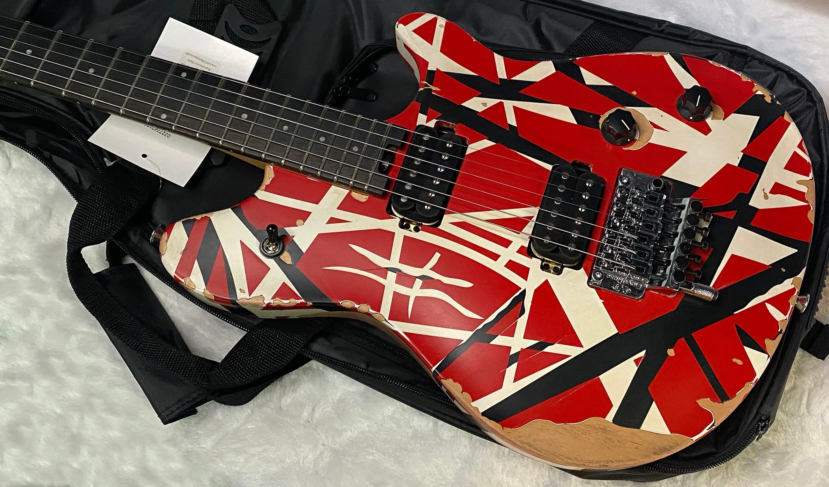 NEW ! EVH Limited Edition Wolfgang Special Striped Series - Ebony Fingerboard, Red, Black, White, Aged - 8lbs - Authorized Dealer - G07159