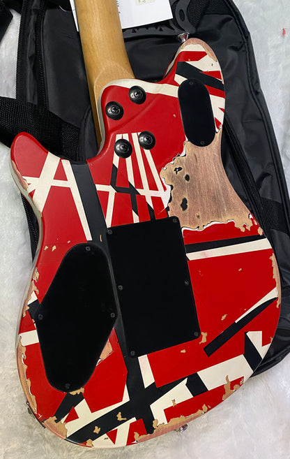 NEW ! EVH Limited Edition Wolfgang Special Striped Series - Ebony Fingerboard, Red, Black, White, Aged - 8lbs - Authorized Dealer - G07159