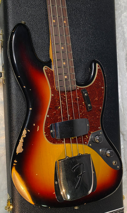 NEW ! 1960 Jazz Bass Heavy Relic Custom Shop Reissue - Sunburst - 9.4lbs - Handwound Pick-Ups - Authorized Dealer - G06486