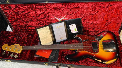 NEW ! 1960 Jazz Bass Heavy Relic Custom Shop Reissue - Sunburst - 9.4lbs - Handwound Pick-Ups - Authorized Dealer - G06486