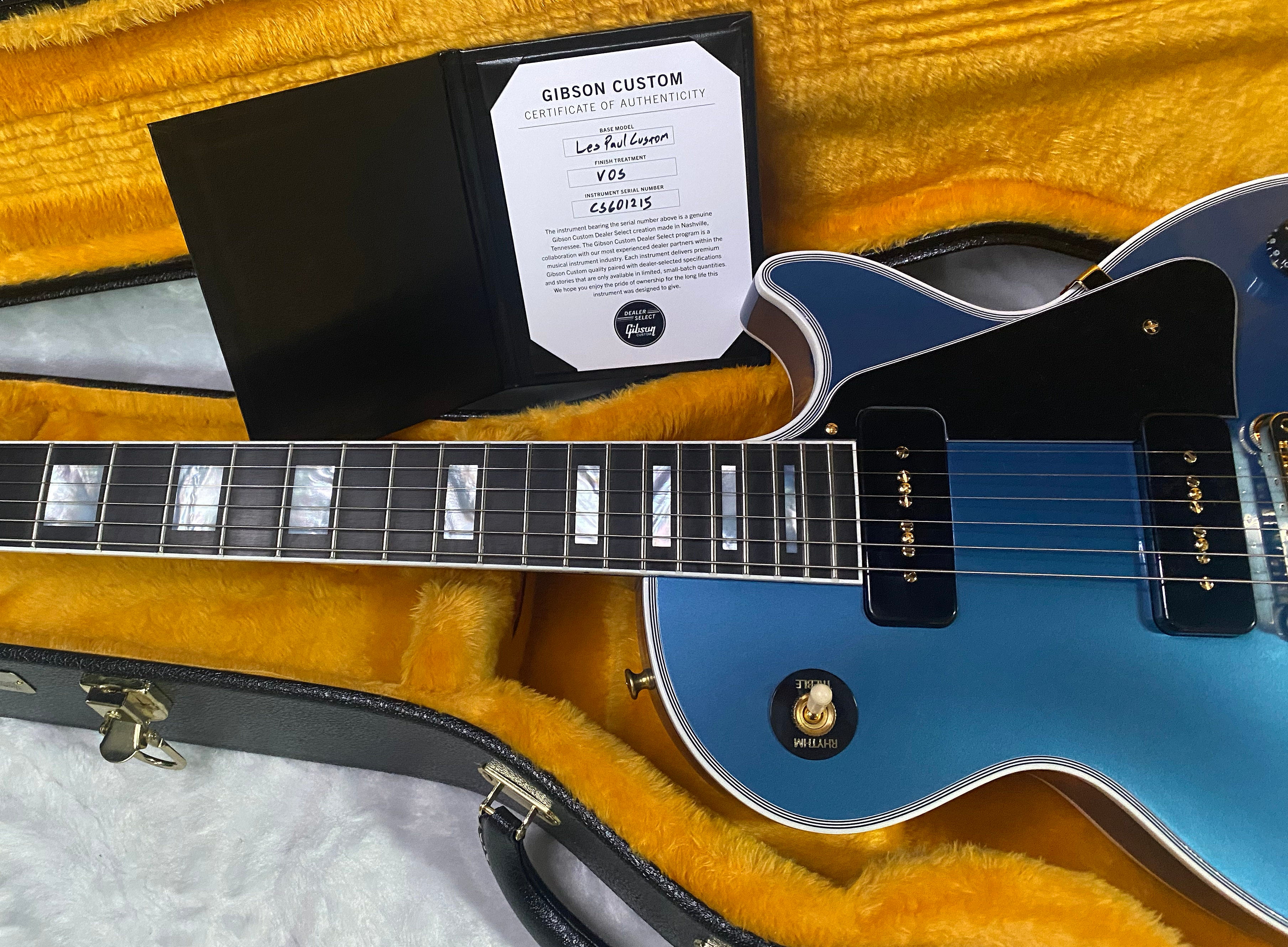 NEW! Gibson Les Paul Custom - Dealer Select - P90 Pick-Ups - Pelham Blue VOS - Custom Shop M2M - Authorized Dealer - Only 8.9lbs!! - G07163