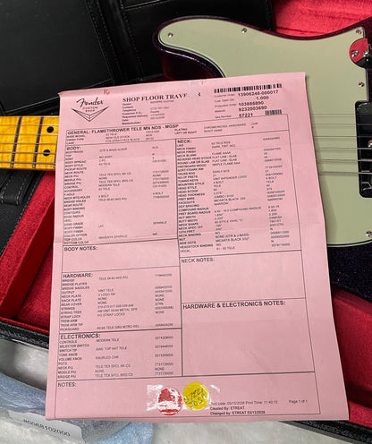 NEW! Fender Custom Shop Flamethrower Telecaster Custom - NOS - Modern Specs - Texas Special Pick-Ups - AAAA Flamed Neck - Magenta Sparkle - Authorized Dealer - 7.55lbs - G07167