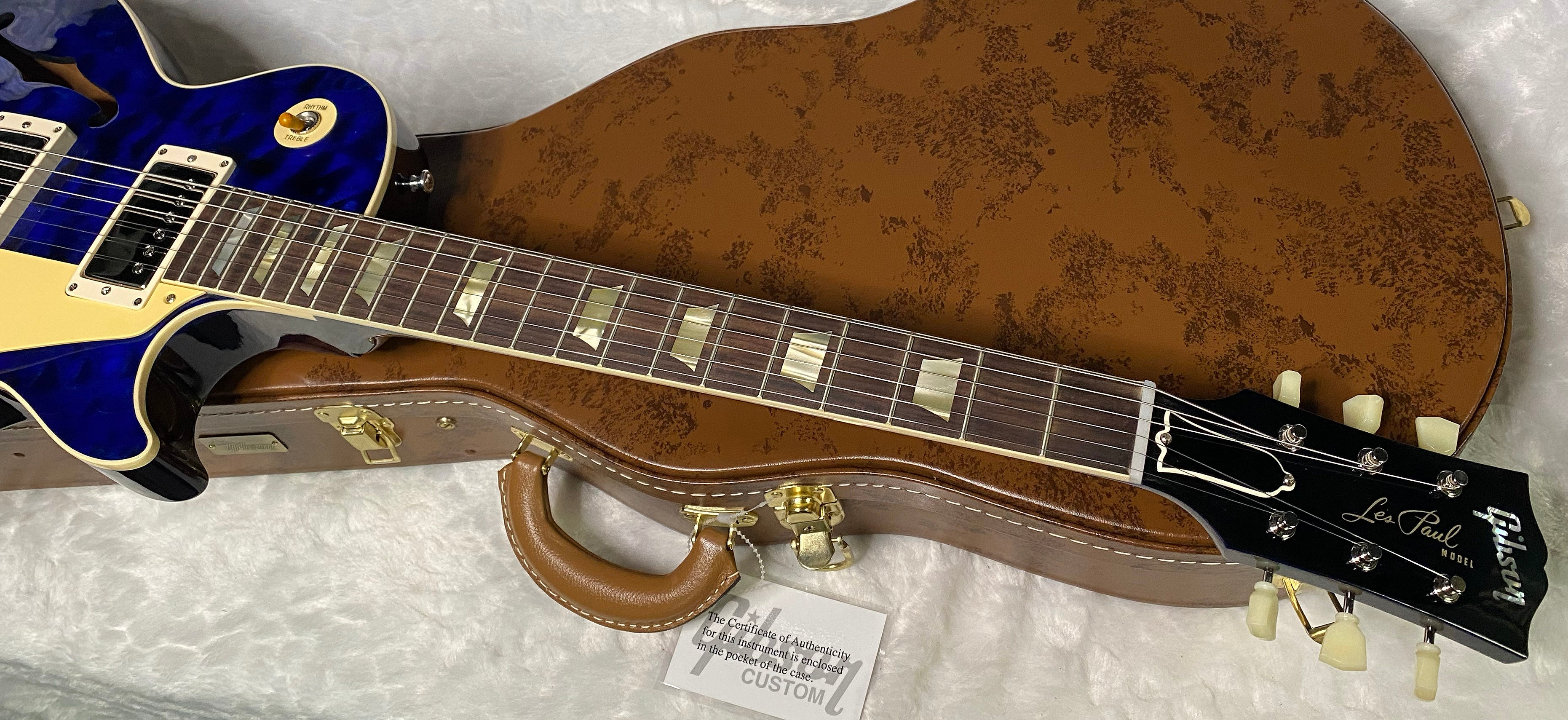 NEW ! Gibson Custom Shop 1959 Les Paul - Blue Gloss Finish - Hand Picked AAAA Quilt Maple Top - F-Holes - One Off! Super RARE! Authorized Dealer - Only 7.2lbs - G07178