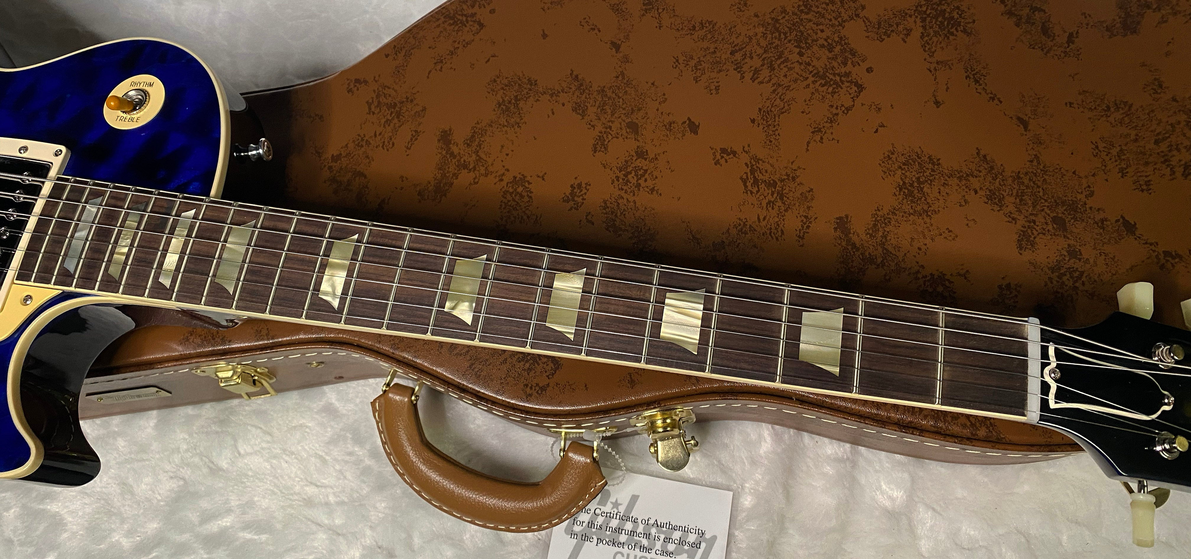 NEW ! Gibson Custom Shop 1959 Les Paul - Blue Gloss Finish - Hand Picked AAAA Quilt Maple Top - F-Holes - One Off! Super RARE! Authorized Dealer - Only 7.2lbs - G07178