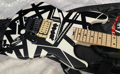 NEW EVH Striped Series Shapes Electric Guitar - White and Black - Gig Bag - 7.4lbs - Authorized Dealer - G07843