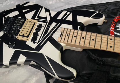 NEW EVH Striped Series Shapes Electric Guitar - White and Black - Gig Bag - 7.4lbs - Authorized Dealer - G07843