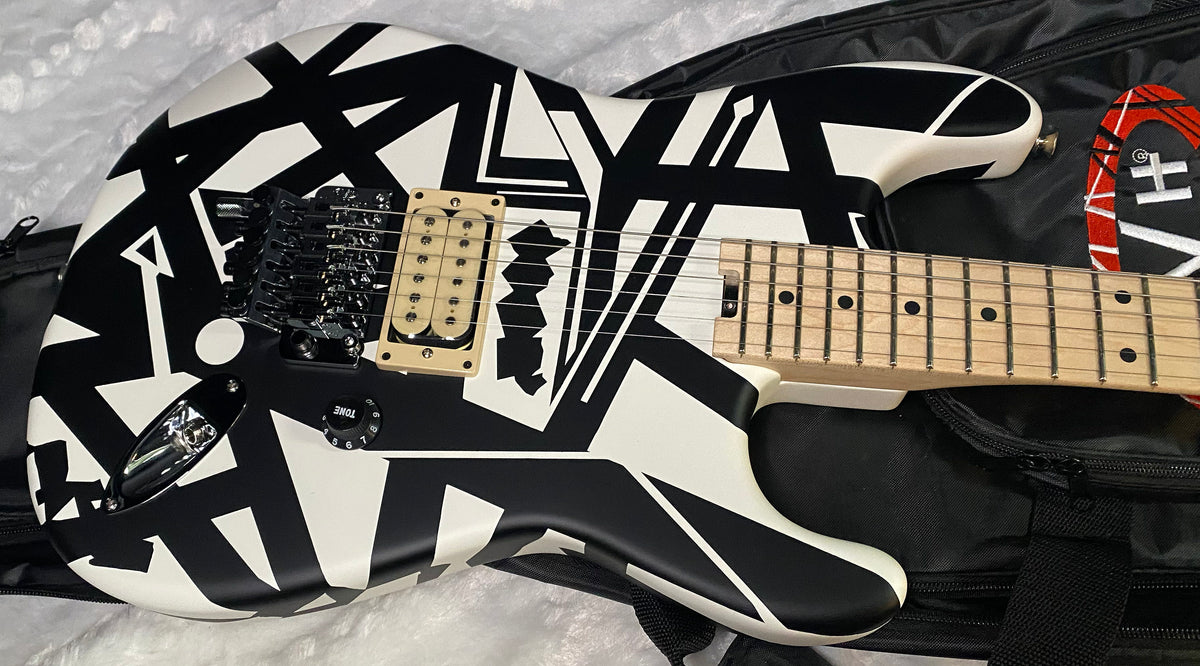 NEW EVH Striped Series Shapes Electric Guitar - White and Black - Gig Bag - 7.4lbs - Authorized Dealer - G07843