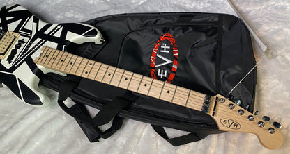 NEW EVH Striped Series Shapes Electric Guitar - White and Black - Gig Bag - 7.4lbs - Authorized Dealer - G07843