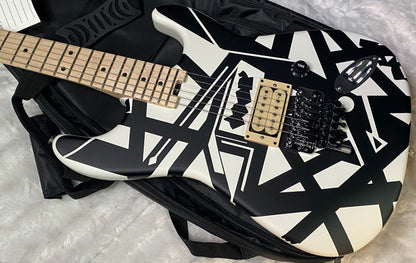 NEW EVH Striped Series Shapes Electric Guitar - White and Black - Gig Bag - 7.4lbs - Authorized Dealer - G07843