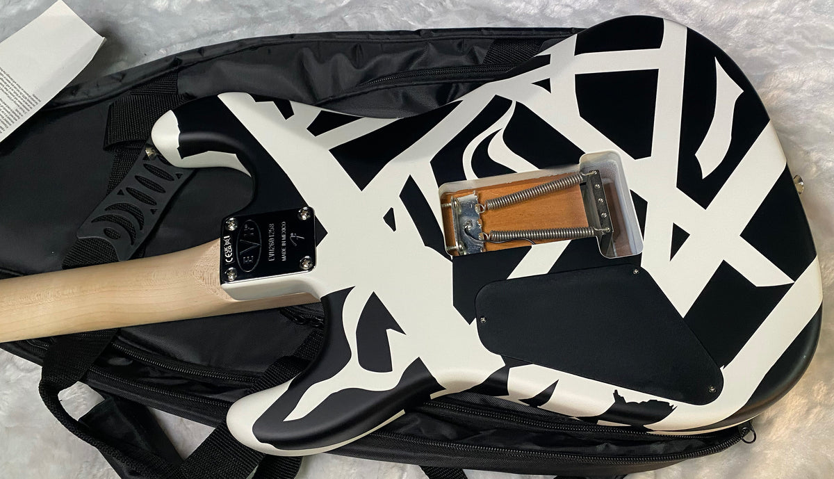 NEW EVH Striped Series Shapes Electric Guitar - White and Black - Gig Bag - 7.4lbs - Authorized Dealer - G07843