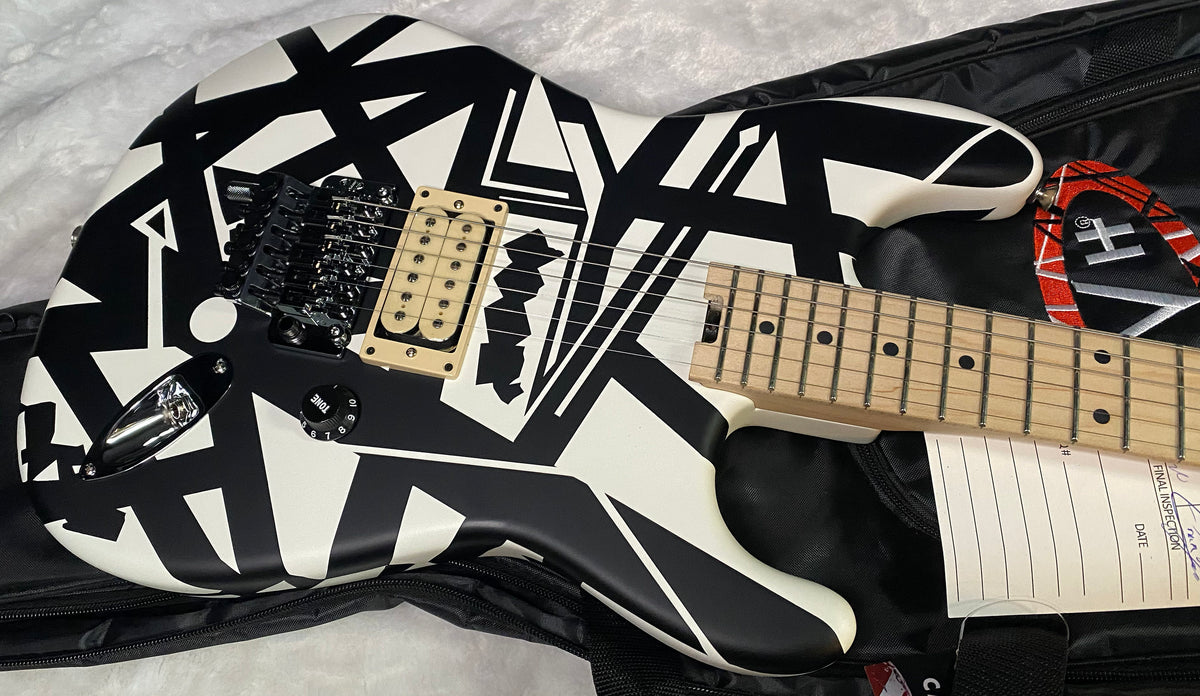 NEW EVH Striped Series Shapes Electric Guitar - White and Black - Gig Bag - 7.6lbs - Authorized Dealer - G07841