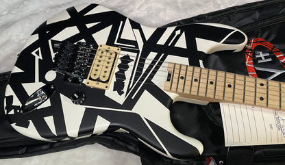 NEW EVH Striped Series Shapes Electric Guitar - White and Black - Gig Bag - 7.6lbs - Authorized Dealer - G07841