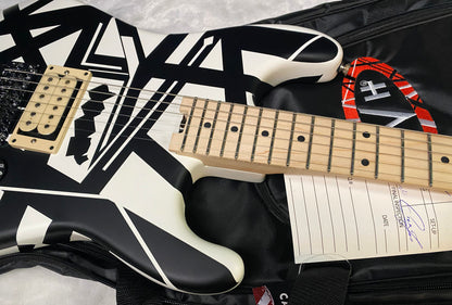 NEW EVH Striped Series Shapes Electric Guitar - White and Black - Gig Bag - 7.6lbs - Authorized Dealer - G07841
