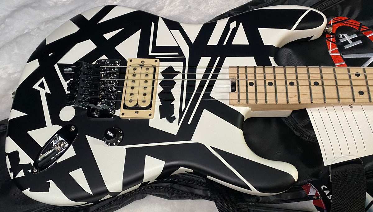 NEW EVH Striped Series Shapes Electric Guitar - White and Black - Gig Bag - 7.6lbs - Authorized Dealer - G07841