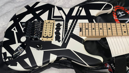 NEW EVH Striped Series Shapes Electric Guitar - White and Black - Gig Bag - 7.6lbs - Authorized Dealer - G07841