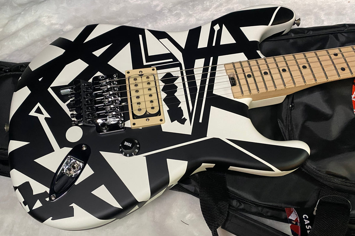 NEW EVH Striped Series Shapes Electric Guitar - White and Black - Gig Bag - 7.6lbs - Authorized Dealer - G07841