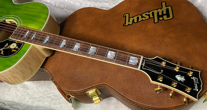 NEW ! Gibson SJ-200 Standard - Custom Shop - Dealer Select - Super RARE - Green Top - Authorized Dealer - AAAAA Flamed Natural Maple Back & Sides - G07203