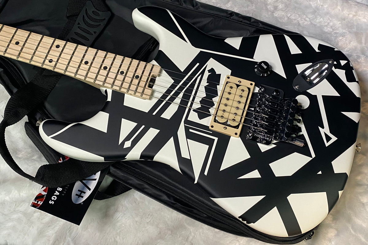 NEW EVH Striped Series Shapes Electric Guitar - White and Black - Gig Bag - 7.6lbs - Authorized Dealer - G07841