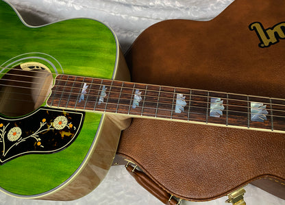 NEW ! Gibson SJ-200 Standard - Custom Shop - Dealer Select - Super RARE - Green Top - Authorized Dealer - AAAAA Flamed Natural Maple Back & Sides - G07203