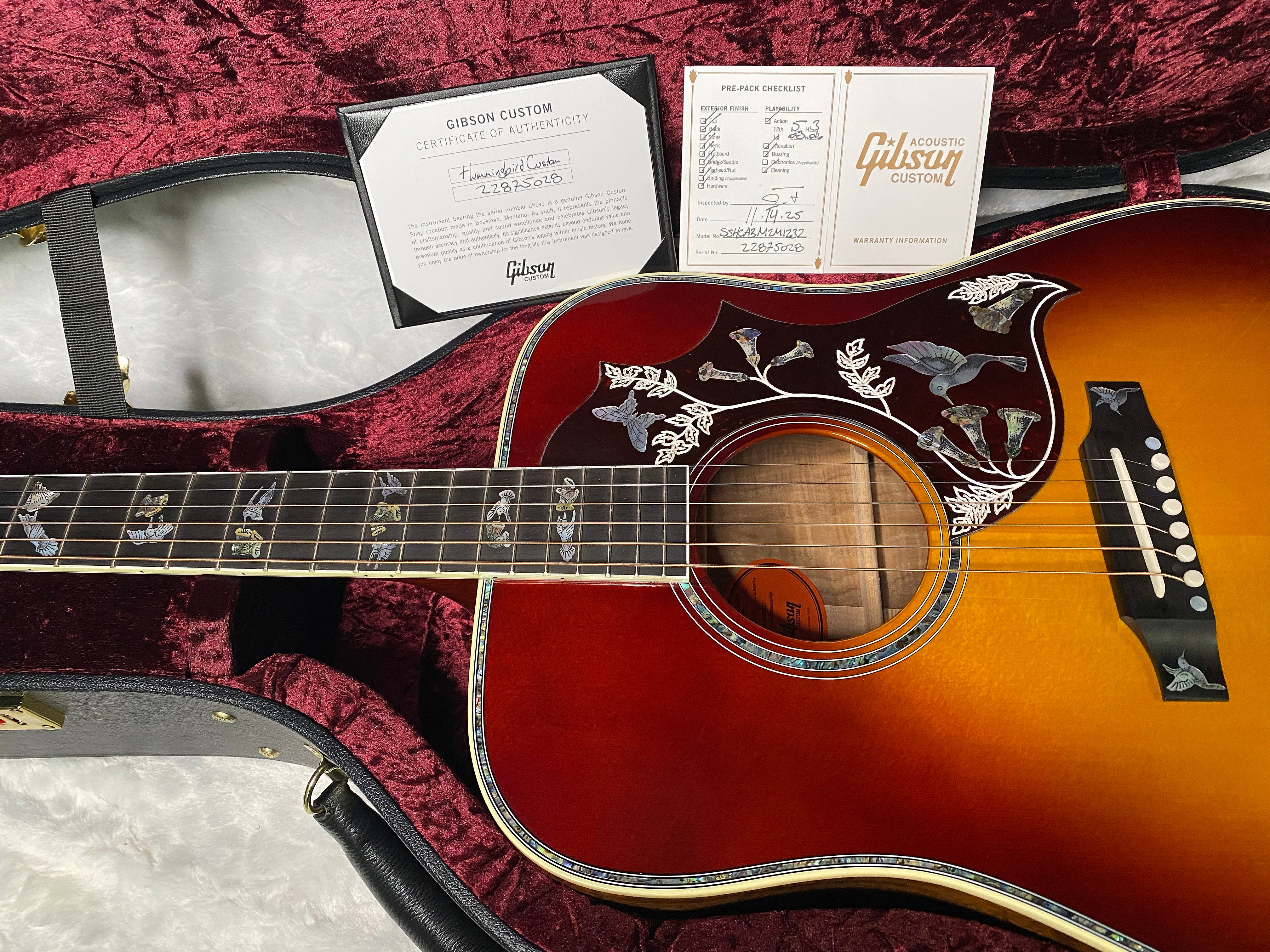 NEW! Gibson Hummingbird Custom Koa - Dealer Select - Autumnburst - Authorized Dealer - Custom Shop - 4.85 lbs - G07194