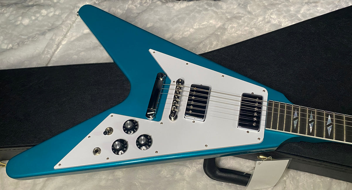 NEW Gibson Custom Limited Edition 1969 Flying V Reissue Electric Guitar - Gloss Aqua Mist - 6.1 lbs - Authorized Dealer - G07901