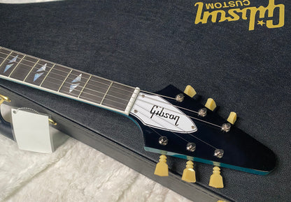 NEW Gibson Custom Limited Edition 1969 Flying V Reissue Electric Guitar - Gloss Aqua Mist - 6.1 lbs - Authorized Dealer - G07901