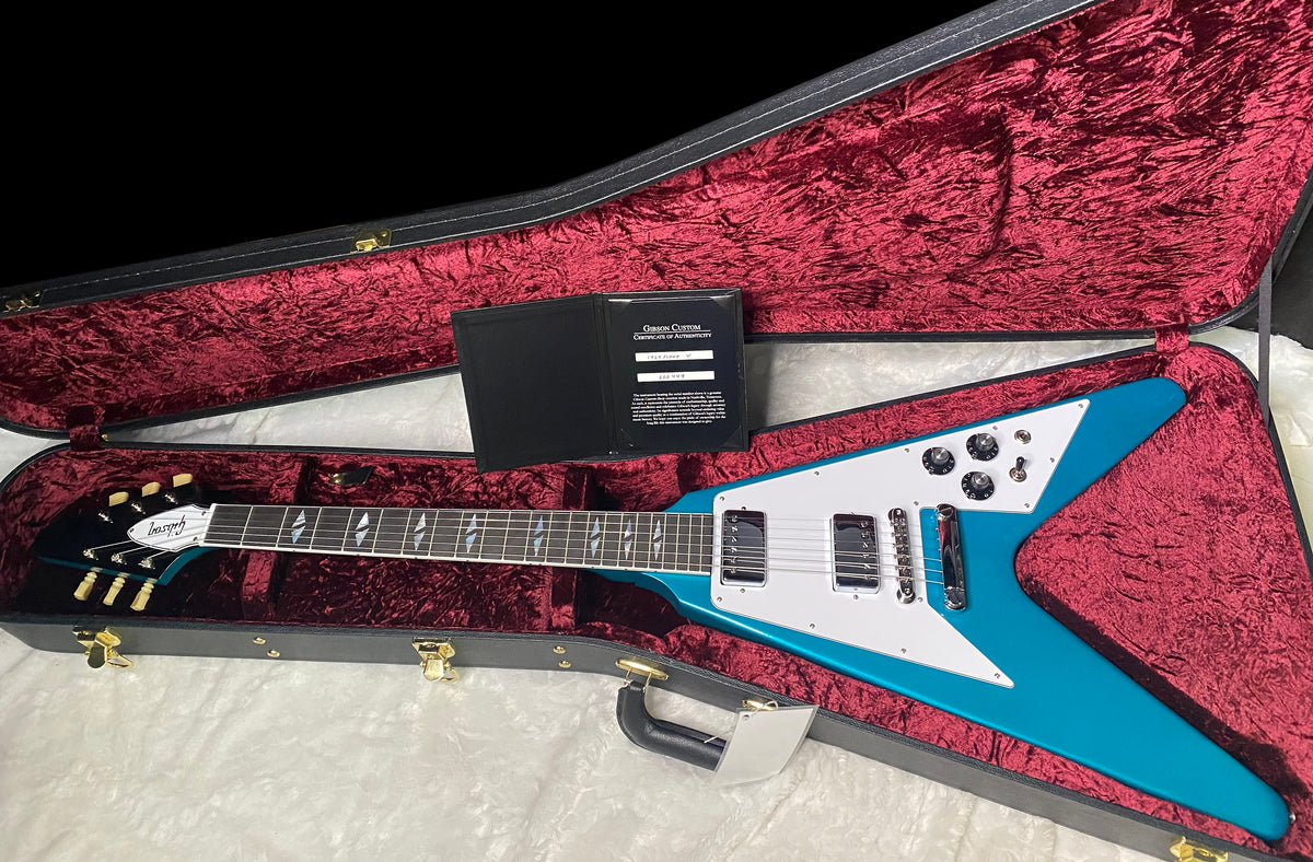 NEW Gibson Custom Limited Edition 1969 Flying V Reissue Electric Guitar - Gloss Aqua Mist - 6.1 lbs - Authorized Dealer - G07901